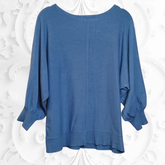 Marled Reunited Clothing Blue Dolman Sleeve Top - Picture 2 of 2